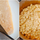 Left: Parmesan block; right: parmesan macaroni and cheese